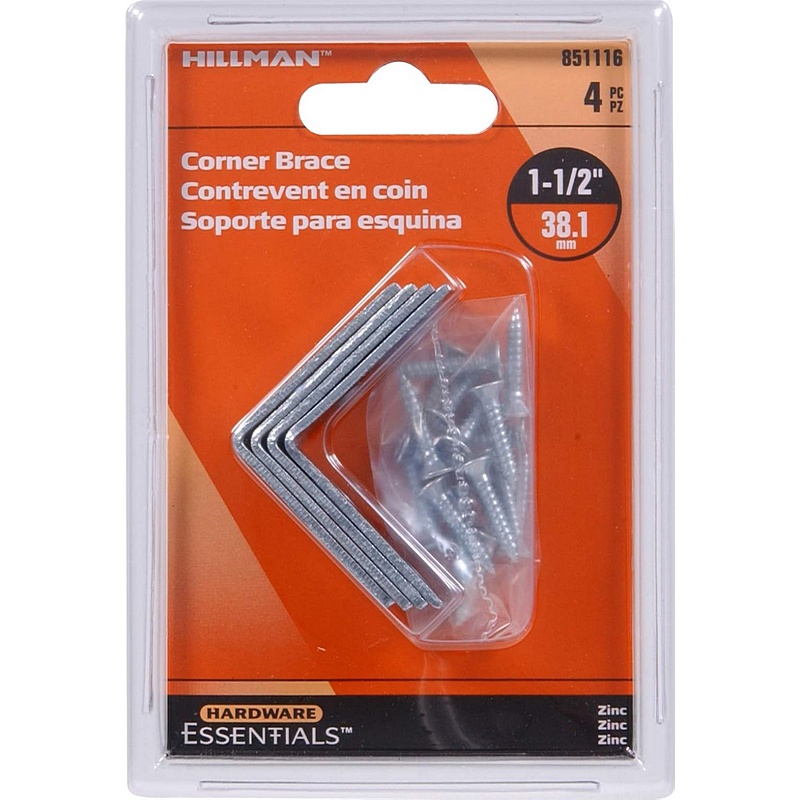 Hillman Corner Brace Zinc Plated 1-1/2”x5/8”