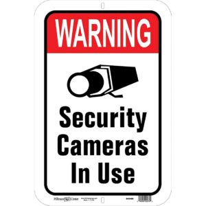 Hillman "Warning Security Cameras In Use" White Sign 12”x18”