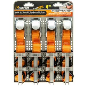 Keeper Buckle Tie Down Strap Orange 1” x 6’ 4 ct