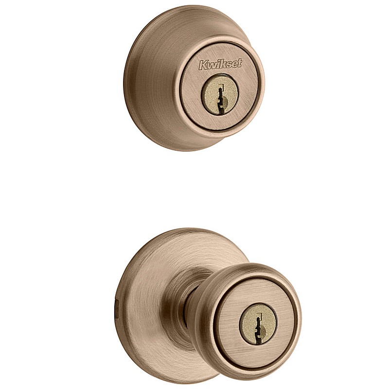 Kwikset Antique Brass Entry Lock Single Cylinder Deadbolt Door Knob