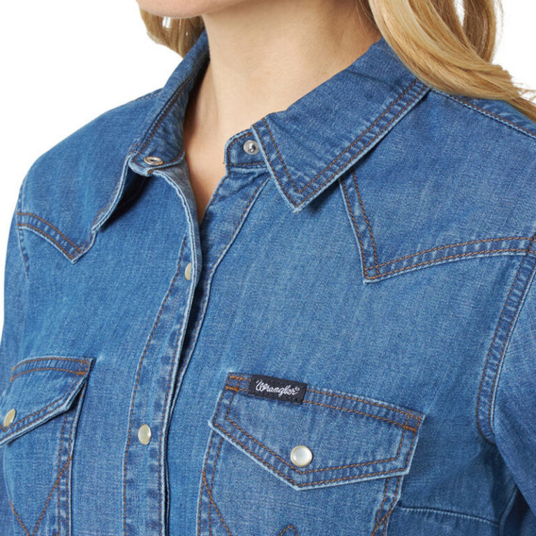 Wranglers Womens Long Sleeve Snap Shirt Denim