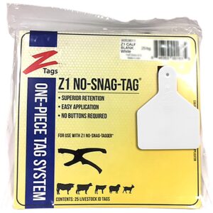 Z1 No Snag Blank Calf Tag White 25Ct