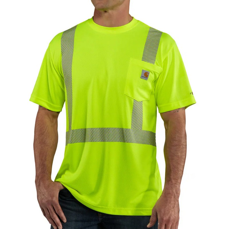Carhartt Mens Force Short Sleeve Pocket T-Shirt High Visibility Class 2 Brite Lime
