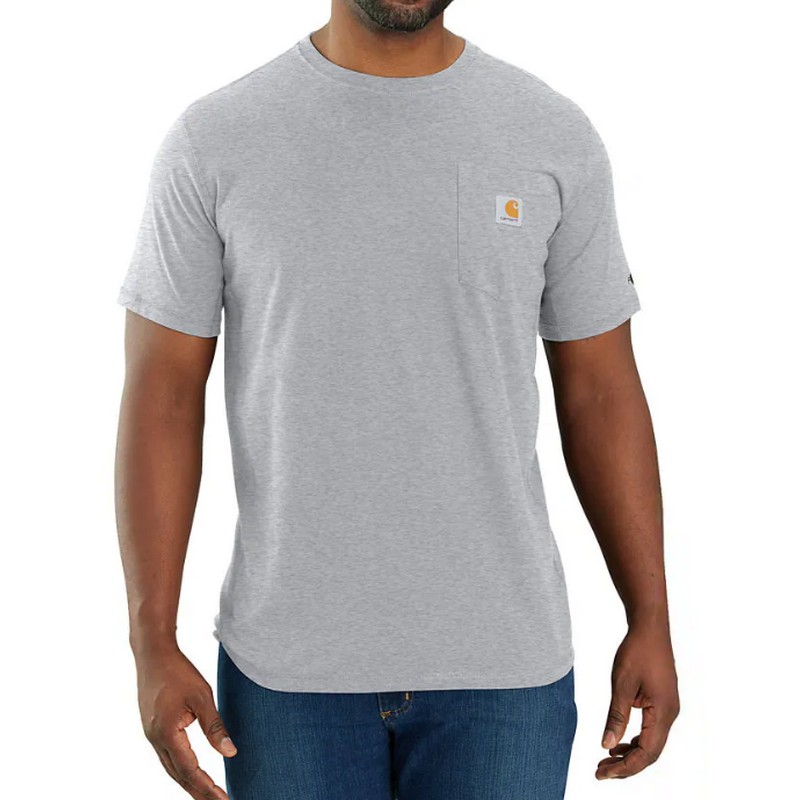 Carhartt Mens Force Short Sleeve Pocket T-Shirt Relaxed Fit Heather Gray