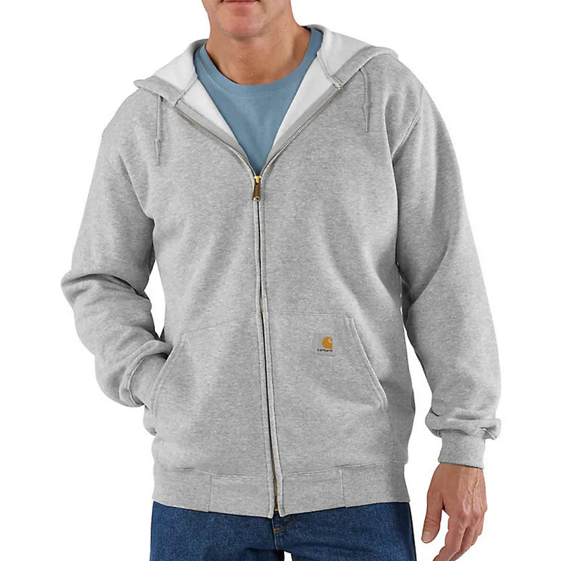 Carhartt Mens Full Zip Sweatshirt Midweight Loose Fit Heather Gray