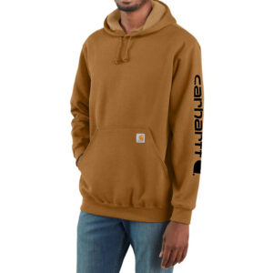 Carhartt Mens Hoodie Midweight Loose Fit Sleeve Logo Carhartt Brown