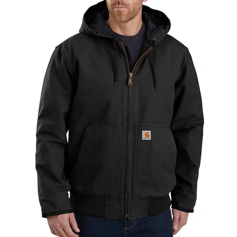 Carhartt Mens Insulated Active Jacket Loose Fit Washed Duck Black