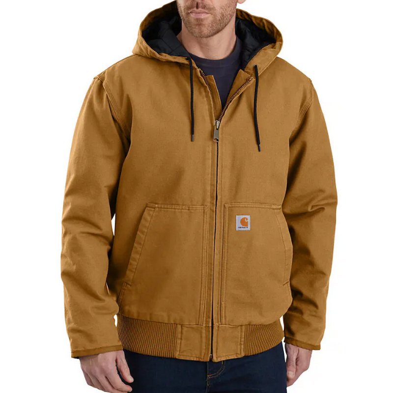 Carhartt Mens Insulated Active Jacket Loose Fit Washed Duck Carhartt Brown