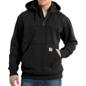 Carhartt Mens Rain Defender Heavy Weight Loose Fit Quarter Zip Hoodie Black