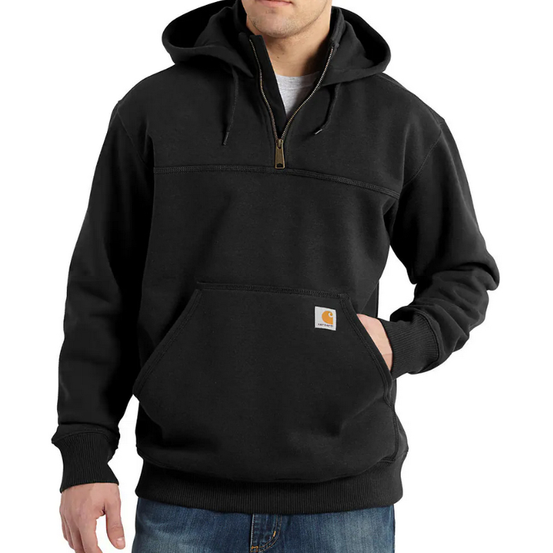 Carhartt Mens Rain Defender Heavy Weight Loose Fit Quarter Zip Hoodie Black