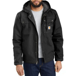 Carhartt Mens Sherpa Lined Utility Jacket Relaxed Fit Washed Duck Black