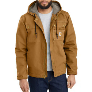 Carhartt Mens Sherpa Lined Utility Jacket Relaxed Fit Washed Duck Carhartt Brown