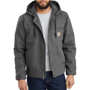 Carhartt Mens Sherpa Lined Utility Jacket Relaxed Fit Washed Duck Gravel