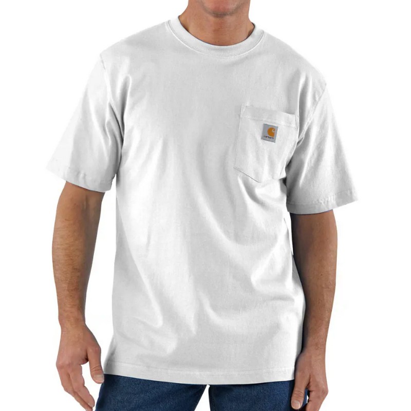 Carhartt Mens Short Sleeve Pocket T-Shirt Loose Fit Heavyweight White
