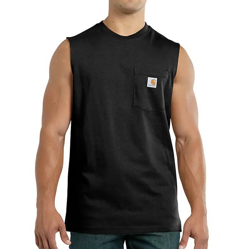 Carhartt Mens Sleeveless Pocket Tee Relaxed Fit Heavyweight T-Shirt Black