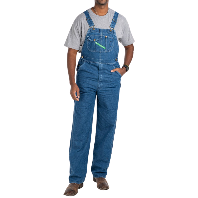 Key Mens Denim Bib Overalls Enzyme Wash