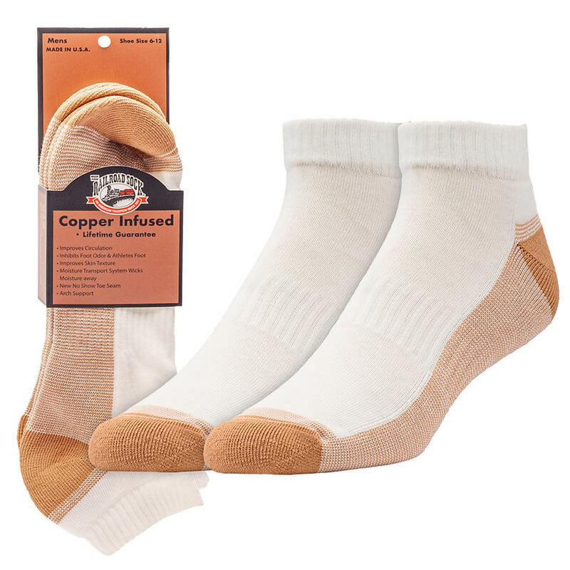 Railroad Sock Inc Mens CopperQuareter Socks White 2-Pair