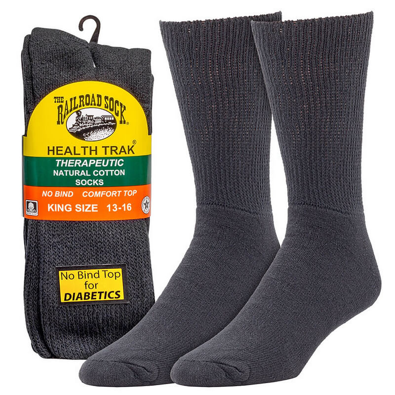 Railroad Sock Inc Mens Therapeutic Sock King Size Black 2-Pair