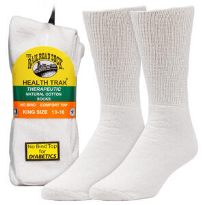 Railroad Sock Inc Mens Therapeutic Sock King Size White 2-Pair