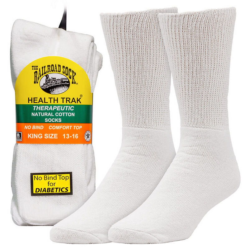 Railroad Sock Inc Mens Therapeutic Sock King Size White 2-Pair