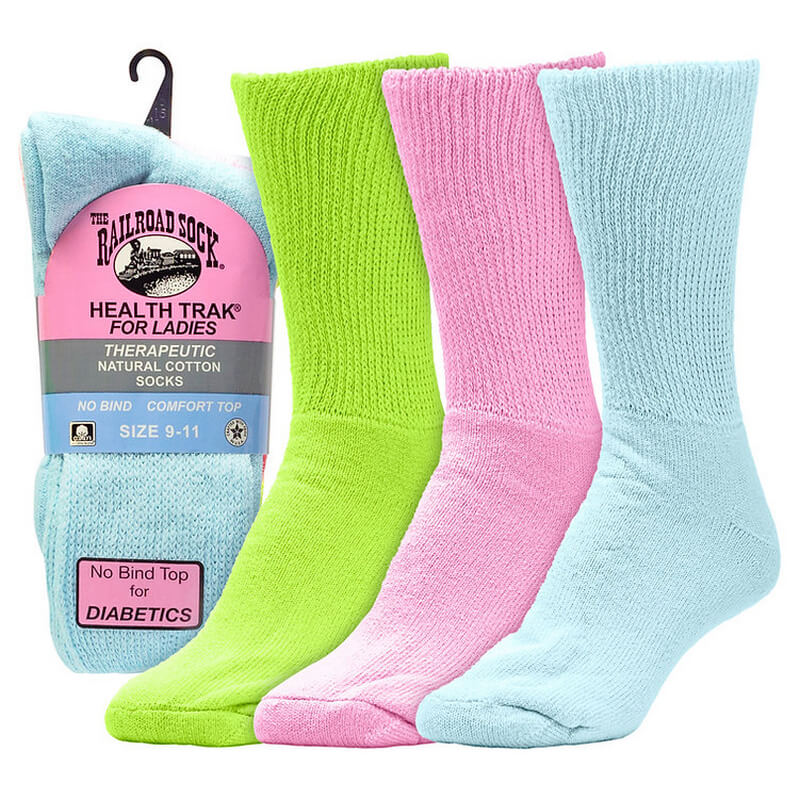 Railroad Sock Inc Womens Therapeutic Crew Sock Pastel 3-Pair