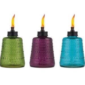 Tiki Tabletop Torch Glass Assorted Colors 6”