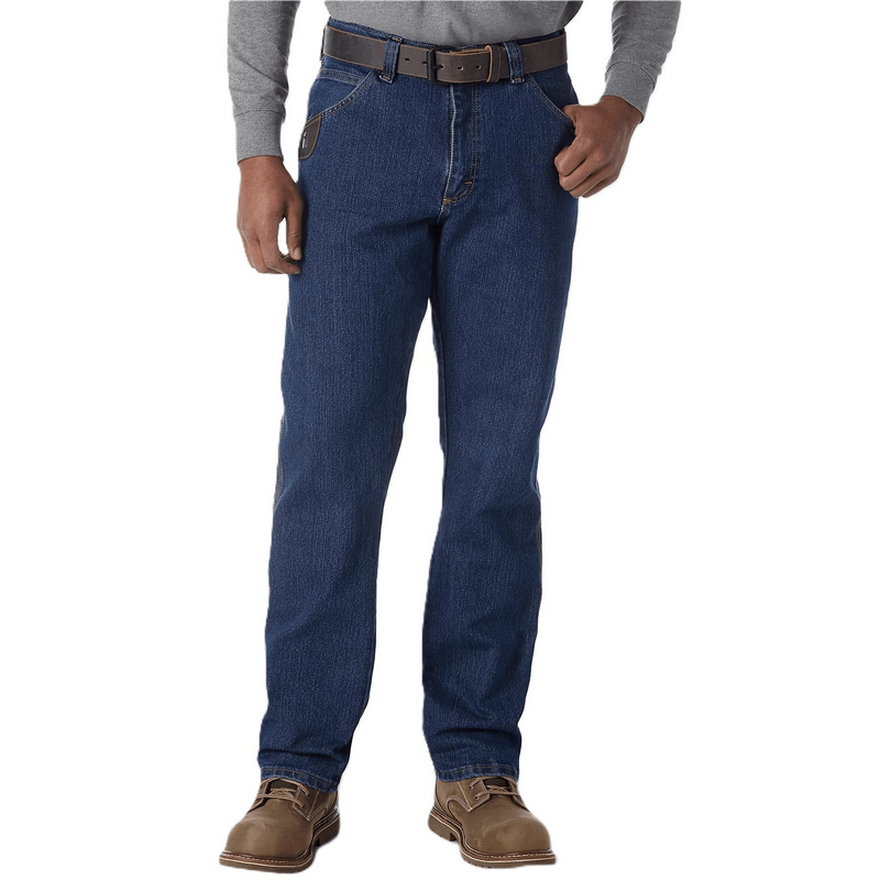 Wrangler Mens Riggs Workwear Advanced Comfort 5 Pocket Jeans Mid Stone