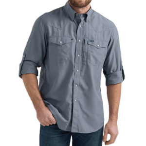 Wrangler Mens Western Performance Snap Shirt Flint Grey