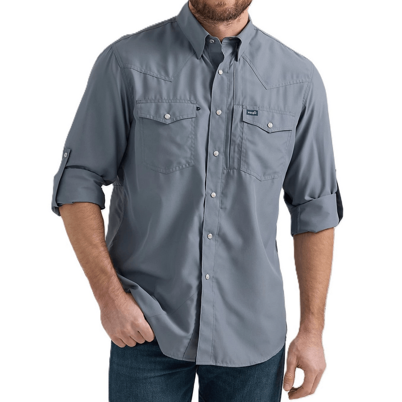 Wrangler Mens Western Performance Snap Shirt Flint Grey