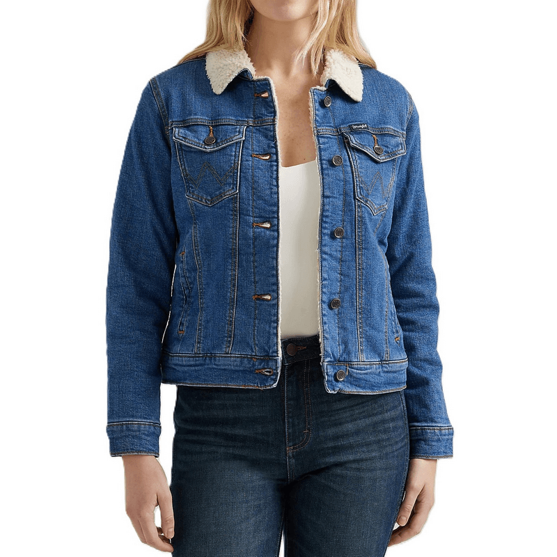 Wrangler Womens Retro Sherpa Lined Western Denim Jacket