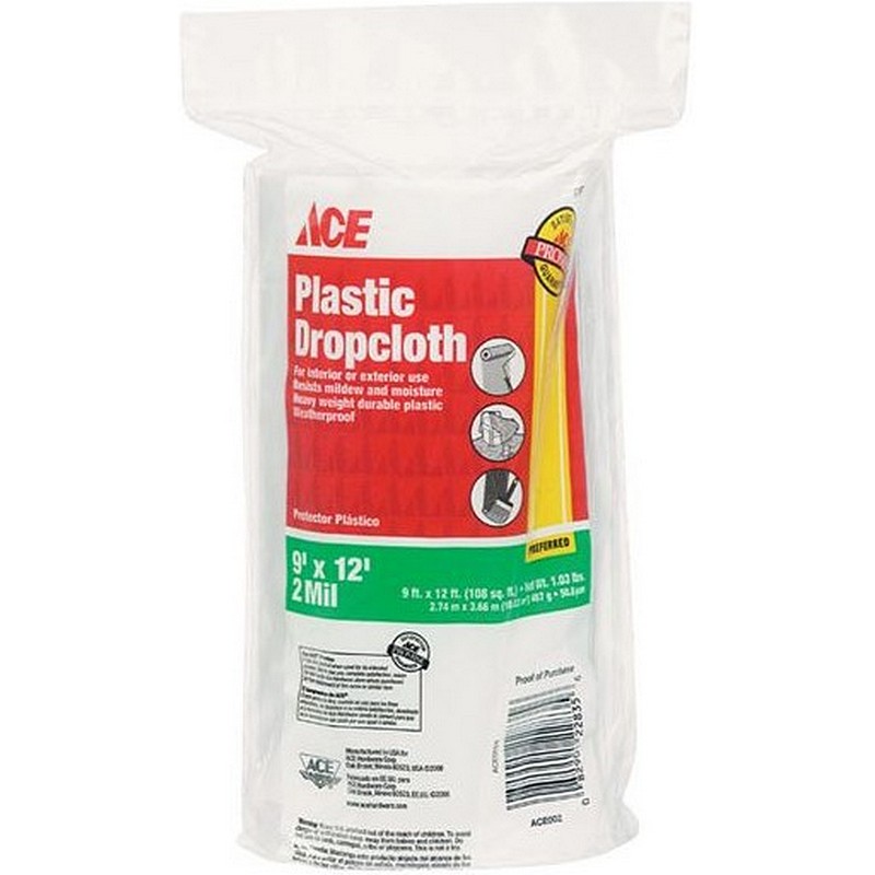 Ace Plastic Drop Cloth 2 mil 9 x 12 feet
