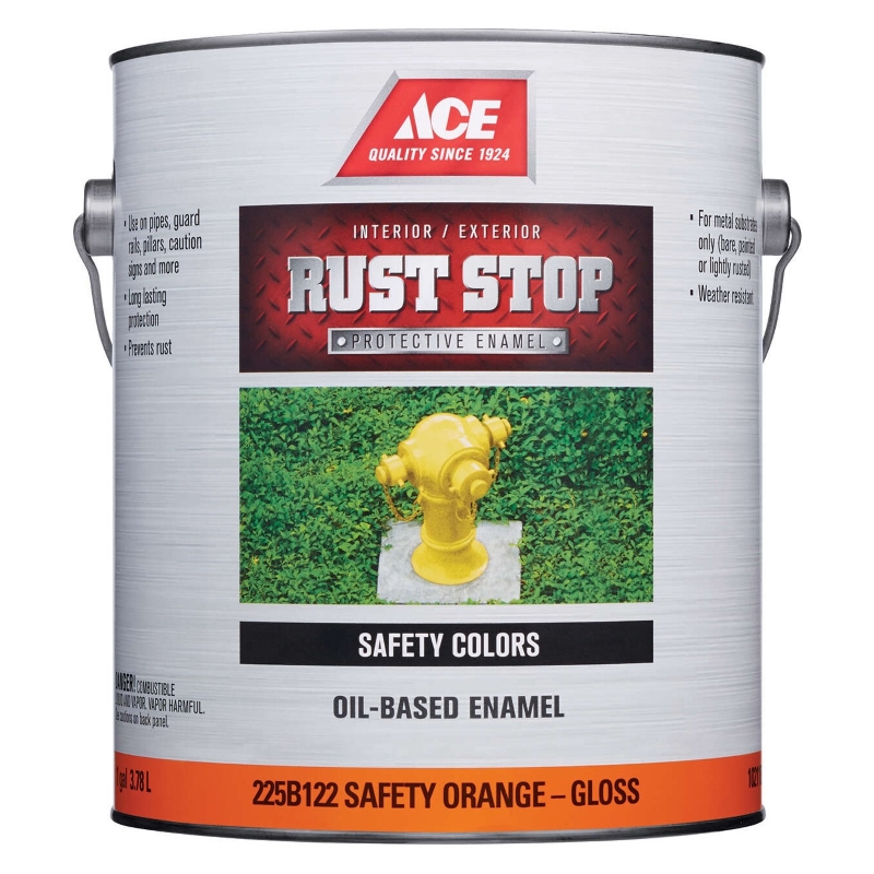Ace Rust Stop Oil Based Enamel Gloss Safety Orange Paint 1 gal