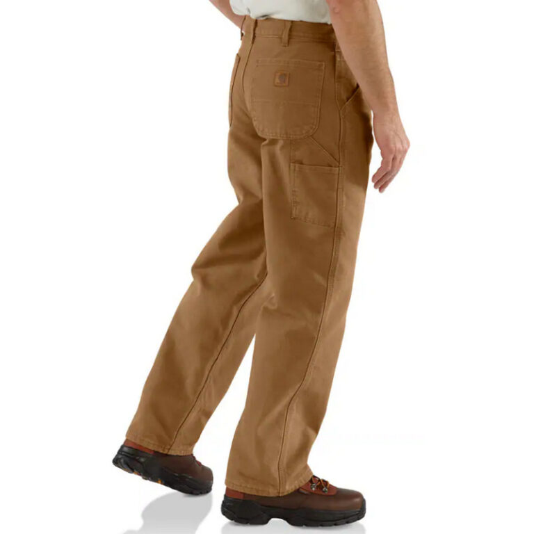 Carhartt Mens Flannel Lined Utility Work Pant Loose Fit Washed Duck Carhartt Brown back