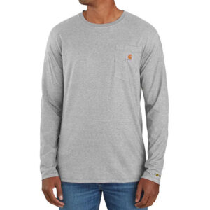 Carhartt Mens Force Relaxed Fit Long-Sleeve Pocket T-Shirt Heather Gray