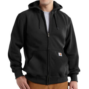 Carhartt Mens Rain Defender Loose Fit Heavyweight Full-Zip Sweatshirt Black
