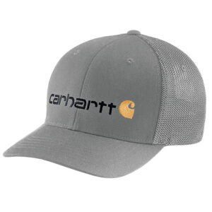 Carhartt Rugged Flex Fitted Canvas Mesh Back Logo Graphic Cap Asphalt