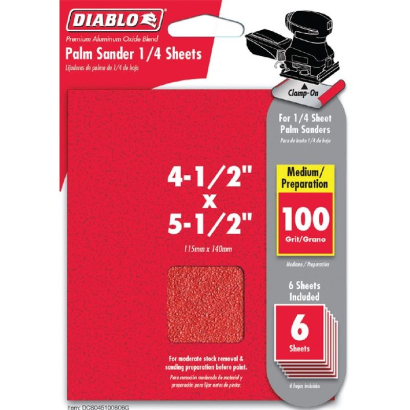 Diablo Sandpaper 100 Grit 4.5 x 5.5 inch 6 Ct