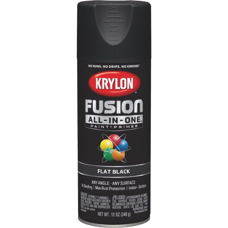 Krylon Fusion All In One Spray Paint+Primer Flat Black 12 oz