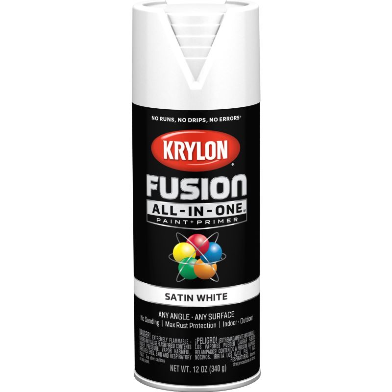 Krylon Fusion All In One Spray Paint+Primer Satin White 12 oz
