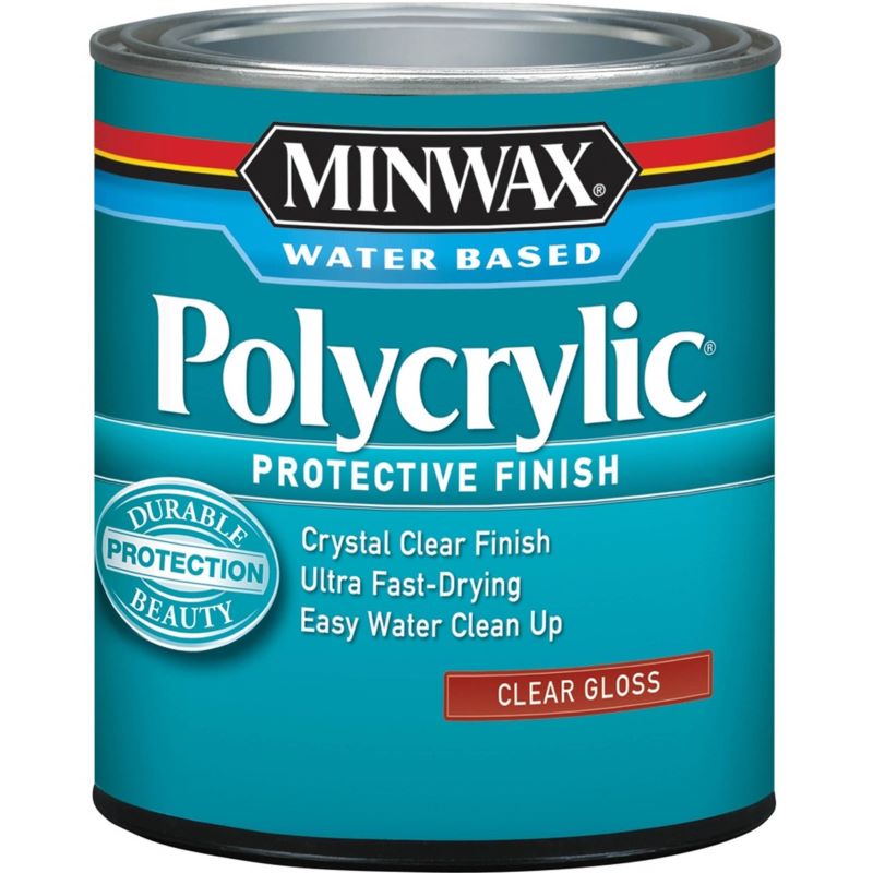 Minwax Polycrylic Crystal Clear Topcoat Clear Gloss 1 qt