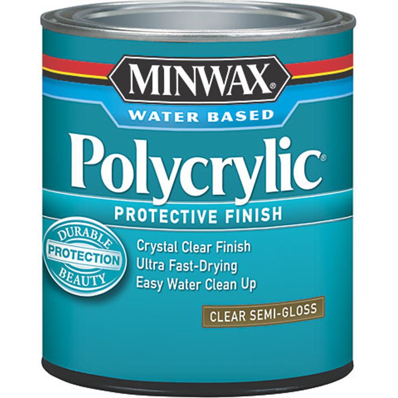 Minwax Polycrylic Crystal Clear Topcoat Clear Semi Gloss 1 qt
