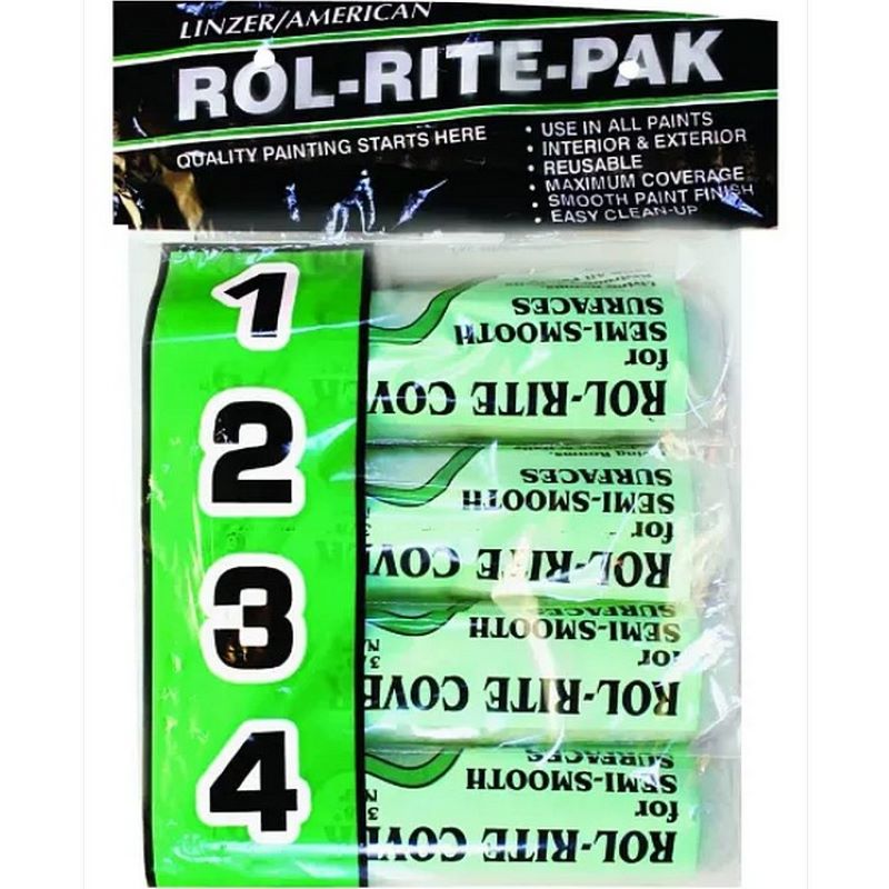 Rol Rite Utility Paint Roller Cover 3/8 x 9 inch 4 Ct