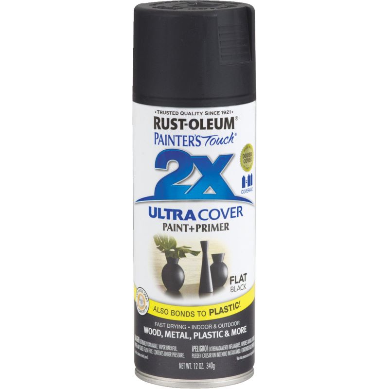 Rust Oleum 2X Ultra Cover Spray Paint & Primer Flat Black 12 oz