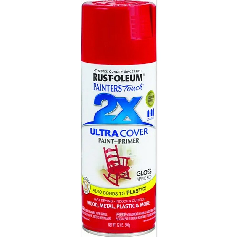 Rust Oleum 2X Ultra Cover Spray Paint & Primer Gloss Apple Red 12 oz