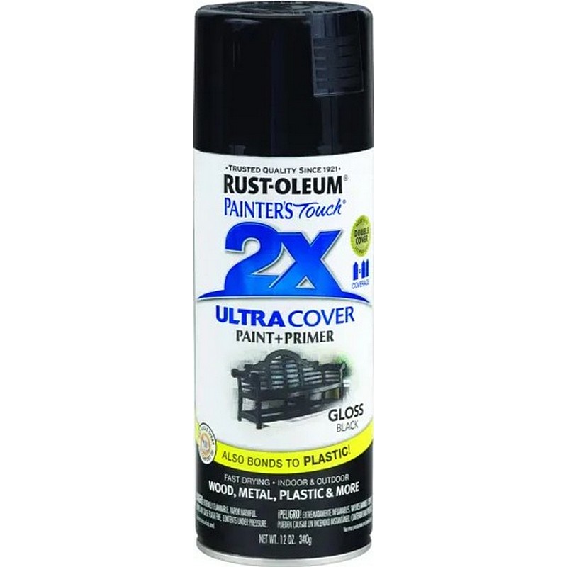 Rust Oleum 2X Ultra Cover Spray Paint & Primer Gloss Black 12 oz