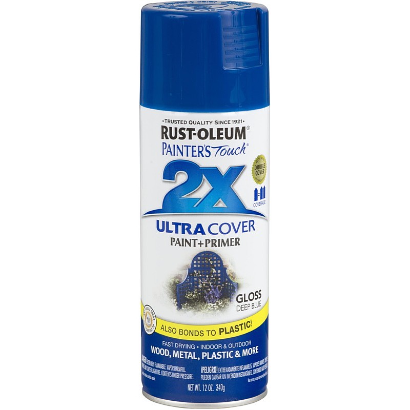 Rust Oleum 2X Ultra Cover Spray Paint & Primer Gloss Dark Blue 12 oz