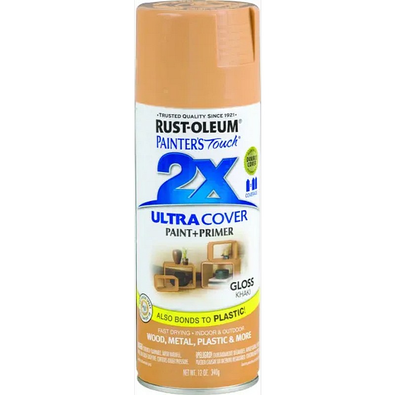 Rust Oleum 2X Ultra Cover Spray Paint & Primer Gloss Khaki 12 oz