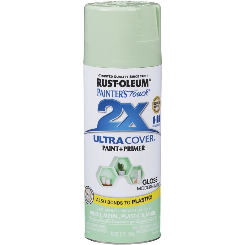Rust Oleum 2X Ultra Cover Spray Paint & Primer Gloss Modern Mint 12 oz