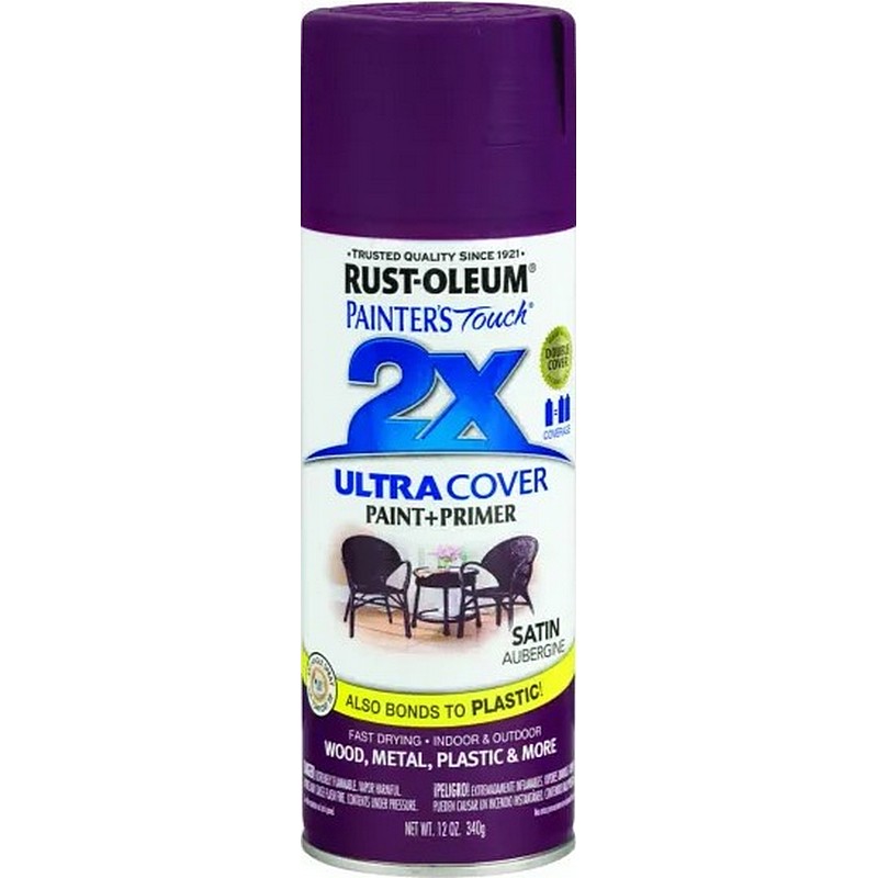 Rust Oleum 2X Ultra Cover Spray Paint & Primer Satin Aubergine 12 oz