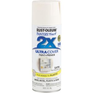 Rust Oleum 2X Ultra Cover Spray Paint & Primer Satin Blossom White 12 oz
